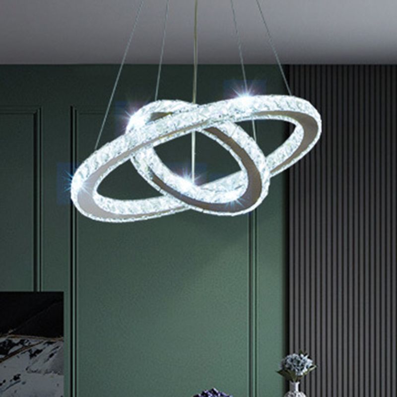 Contemporary Ring Chandelier Pendant Light K9 Crystal Suspension Pendant Light for Living Room