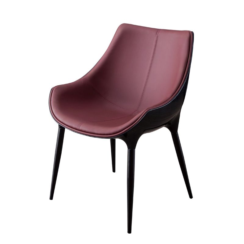 Sillas de comedor estilo moderno Silla auxiliar con brazo de cocina y patas de metal (juego de 2)