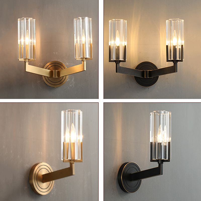 Cylinder Clear Glass Wall Lamp Sconce Industrial Wall Sconce Fixture Light for Living Room