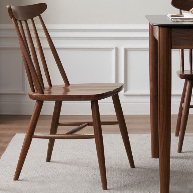 Contemporary Slat Back Wood Armless Dining Chairs(Set of 1/2/4/6/8)