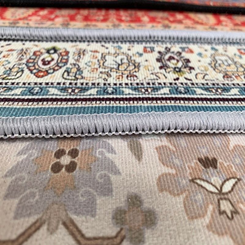 Multicolor Symmetrical Print Rug Polyester Carpet Retro Anti-Slip Backing Indoor Rug for Living Room