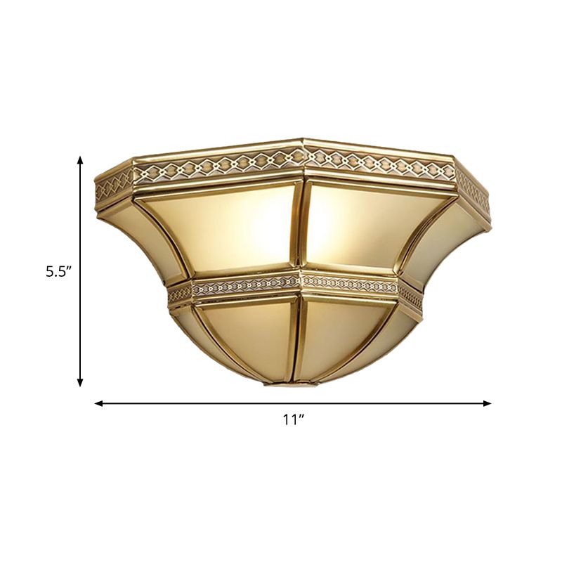 Flared Wall Mount Light Traditional Opal Glass 1 Light Gold Finish Flush Wall Sconce