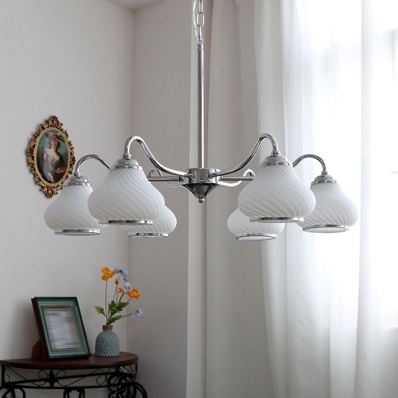 Modern Pendant Light Silver Glass Sputnik Ceiling Light for Living Room
