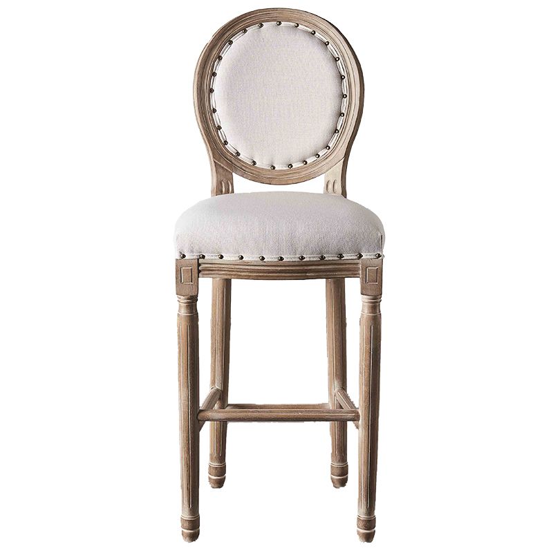 Full Back Upholstered Armless Bar Stool with Solid Wood Base
