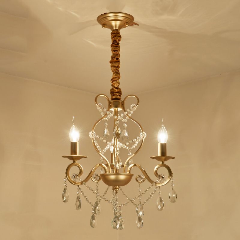 Crystal Metal Chandelier Lighting Fixtures Candlestick Chandelier in Gold for Living Room