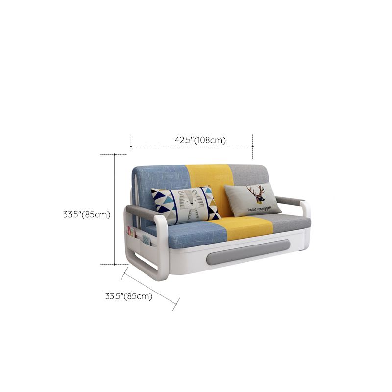 Contemporary Upholstered Sleeper Sofa Loose Back Fabric Sofa Bed