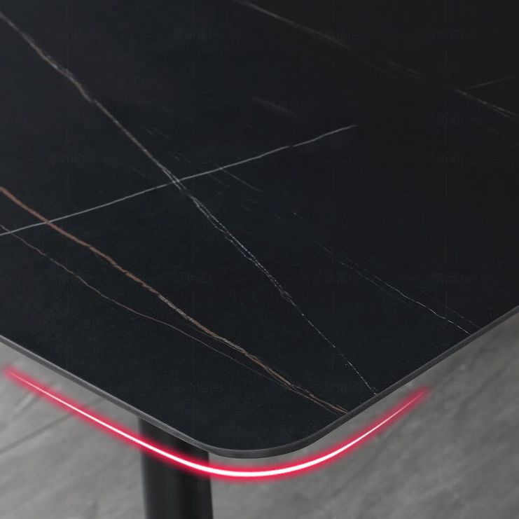 Tavolo da pranzo in pietra sinterizzato in stile glam con tavolo di altezza standard a forma di rettangolo per uso domestico