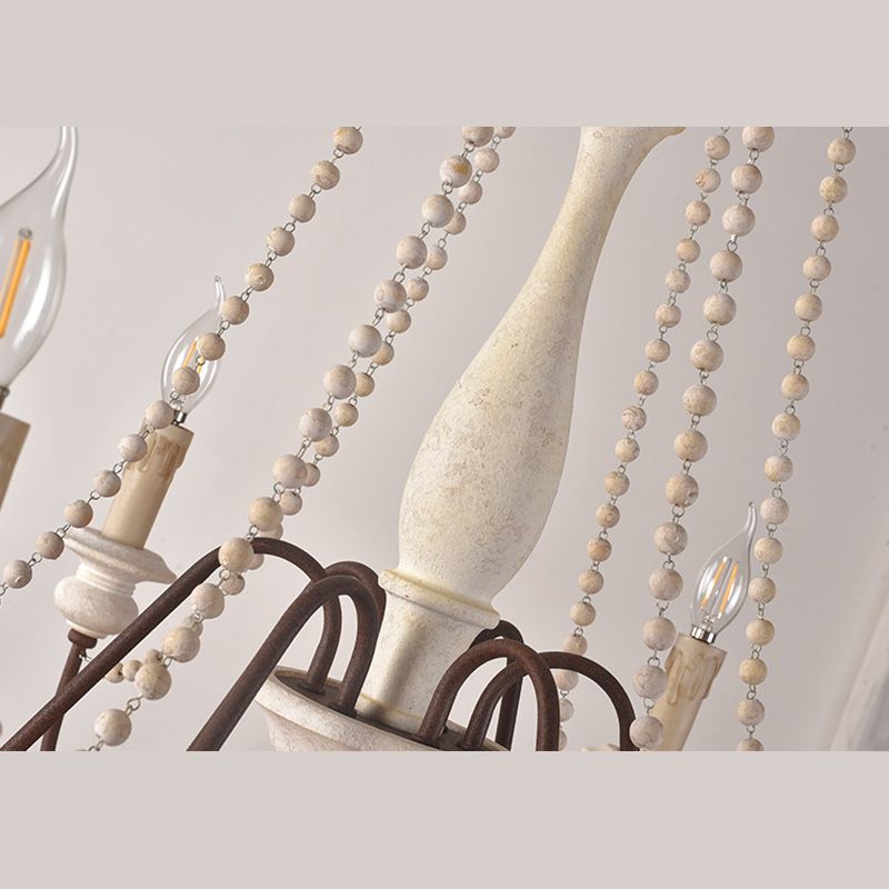 Candlestick Chandelier French Country Wooden Dining Room Hanging Light Fixture
