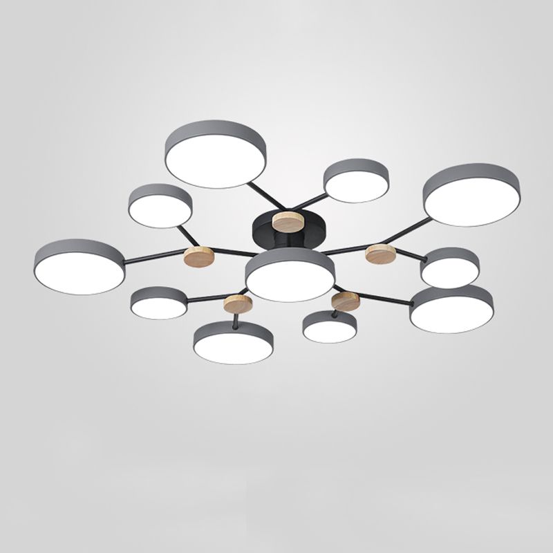 Multi Light Circle Ceiling Lamp Modern Macaron Style Metal Ceiling Lighting for Bedroom