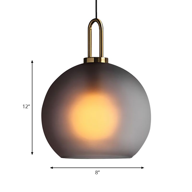 1 Light Living Room Pendant Lamp with Globe Clear/Smoky Glass Shade Modern Brass Hanging Lamp Kit, 8"/10"/12" Wide