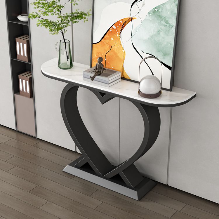 Contemporary Half Moon Console Table Antique Finish Console Sofa Table