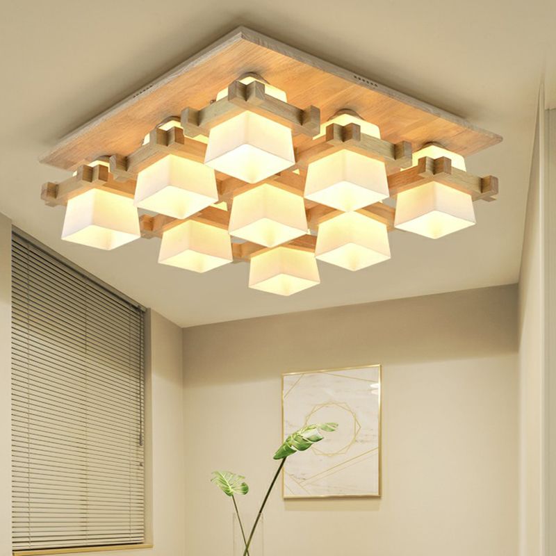 Vérification près du plafond Light Nordic Milk Glass Wood Mont Semi Flush Mount pour salle à manger