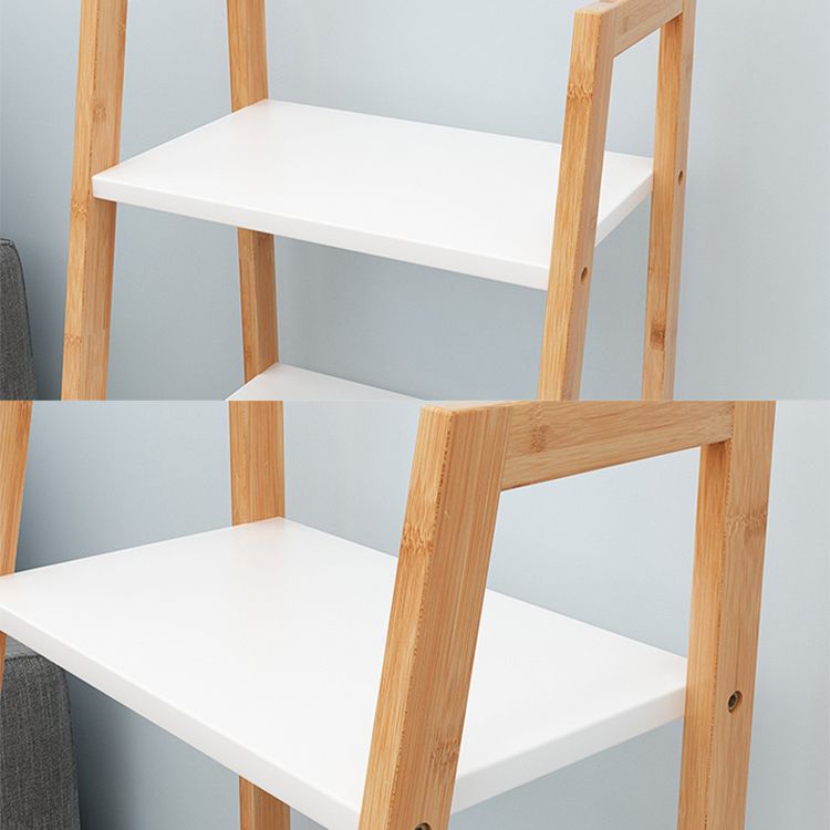 Simple Ladder Shelf Bookcase Modern Bamboo Bookshelf for Office Home