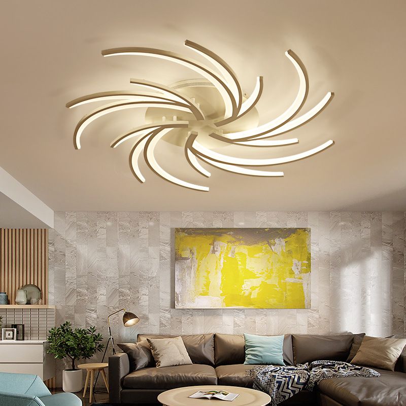 Modern Swirl Flush Mount Lamp Acrylic 3/4/5 Lights White Bedroom Ceiling Fixture in Warm/White