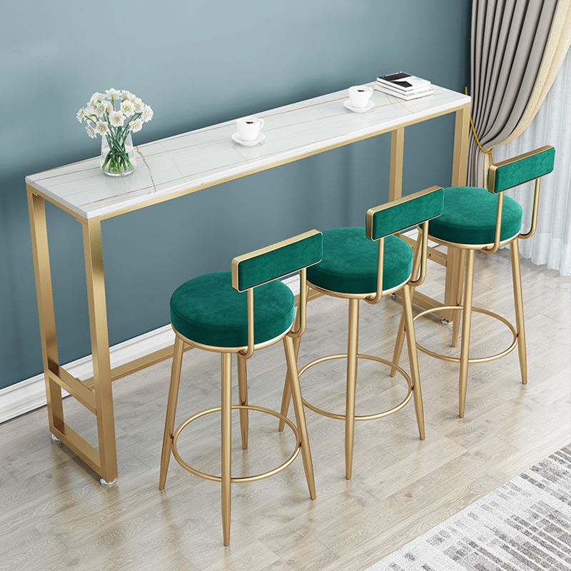 Modern Metal Frame Bar Stool Low Back Armless Round Seat with Footrest