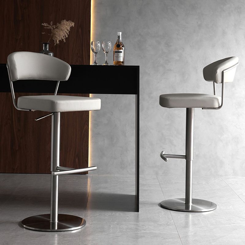 Modern Style Adjustable Backrest High Stool with Leather Cushion