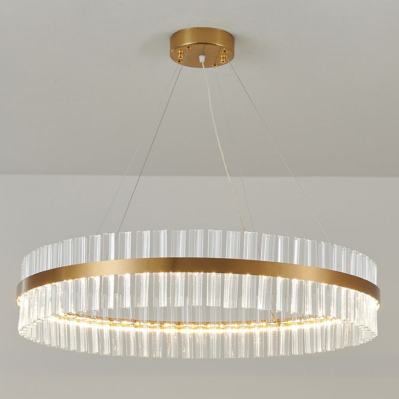 Postmodern Circular Suspended Lighting Fixture Crystal Hanging Ceiling Fixture for Restaurant