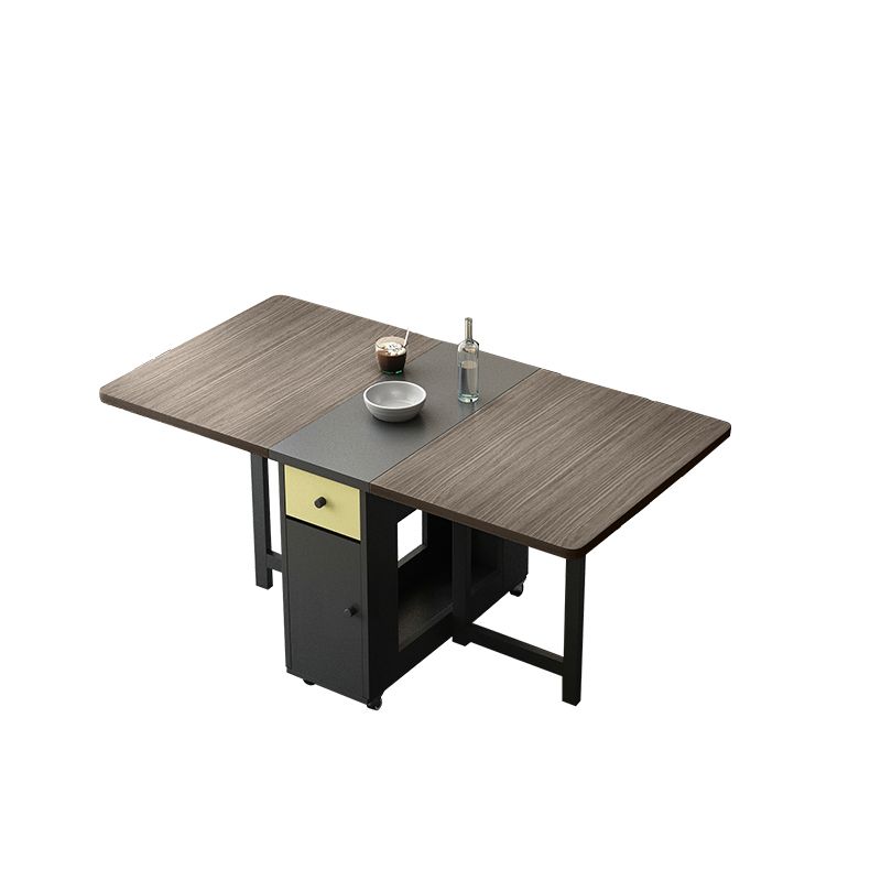 Mid-Century Dining Table Rectangle Drop-Leaf Sintered Stone Table for Home (only Table)
