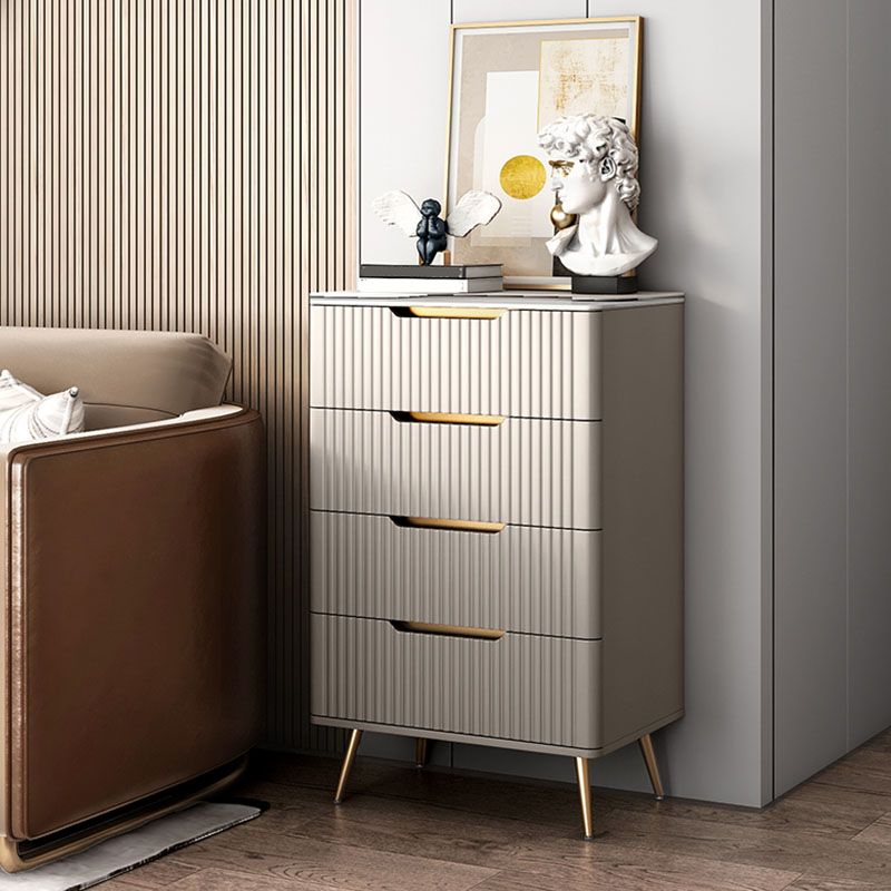 Glam Vertical Stone Storage Chest Bedroom White Chest with Drawers