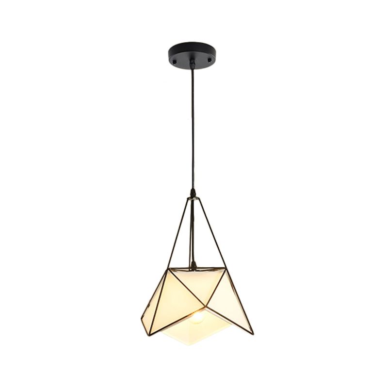 Fabric Flower Shaped Drop Pendant Farmhouse Single-Bulb Dining Room Hanging Light in Cage in Black/Gold/White