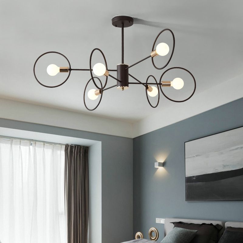 6/8/12-Head-Stufe Kreis Anhänger Kronleuchter Dachboden Style Kaffeeisen-Decke Anhänger Licht für Wohnzimmer