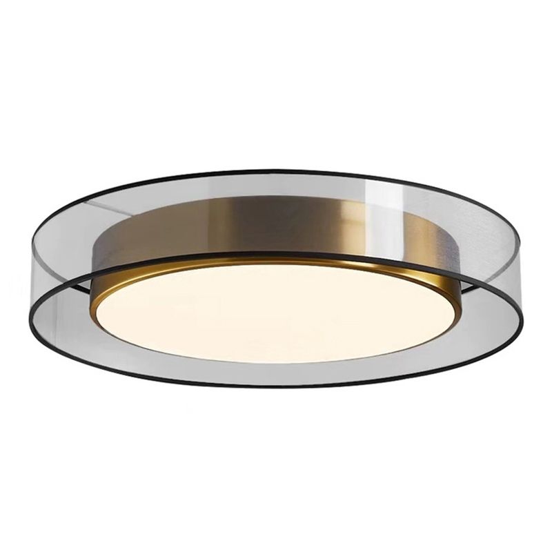 Plafonnier encastré à tambour en tissu moderne, plafonnier LED pour chambre à coucher en laiton