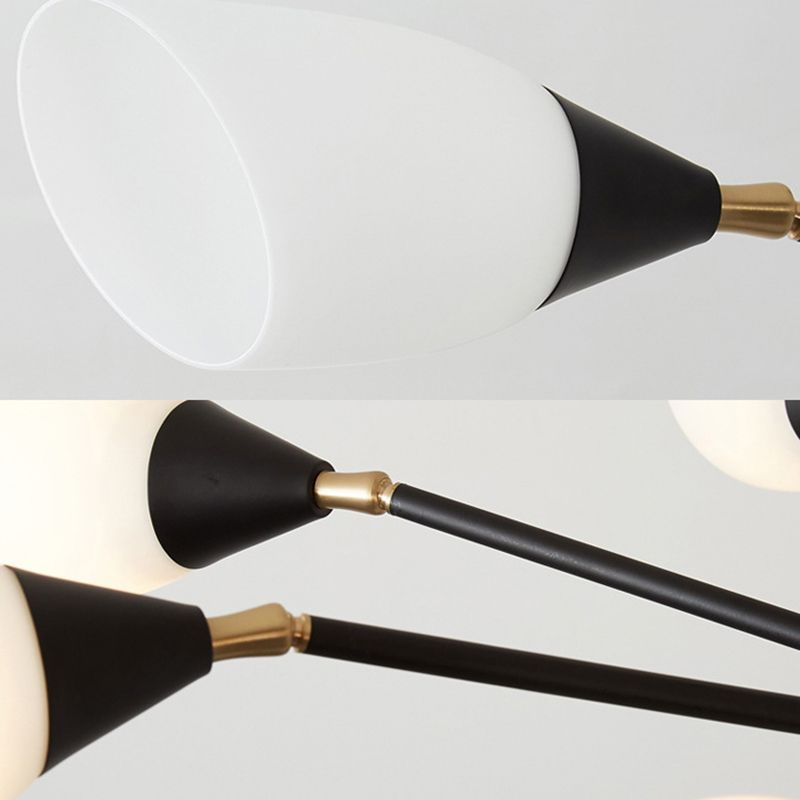 Weiße 4/6/8 Lichter Deckenhalterung traditioneller gefrosteter Glas Sputnik Halbflush Licht für Schlafzimmer