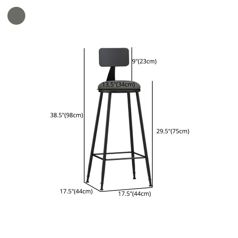 Modern Backrest Counter Stool Iron Cafe Bar Stool with Leather Cushion and Pedal