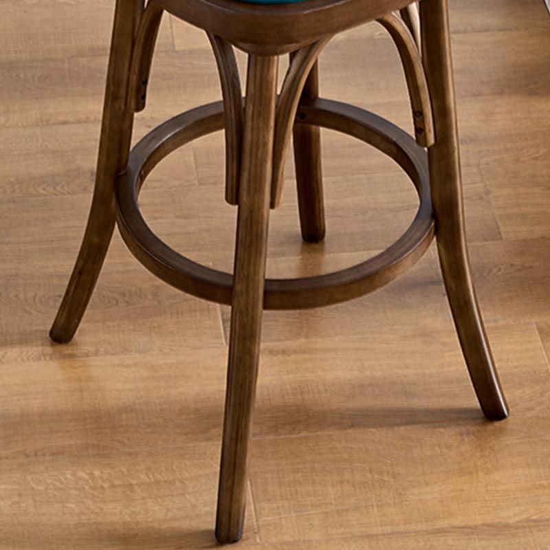 Modern Square Wood Stool Leather Upholstered Bar Stool with Swivel