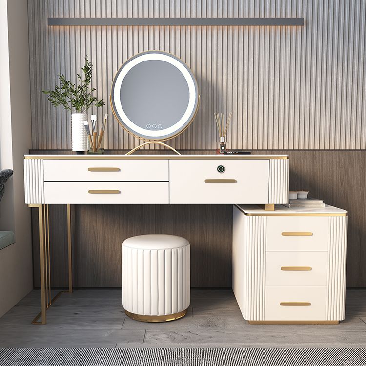 Glam Wood Make-up Vanity Slate Top Vanity Dressing Table with Drawer