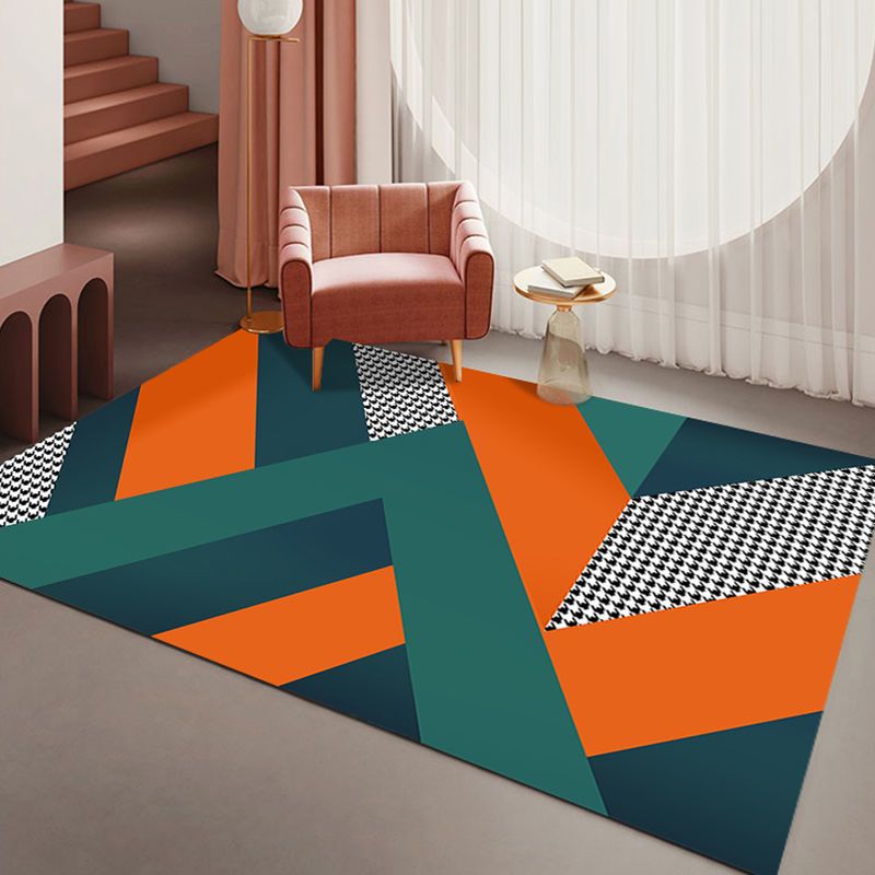Orange Modern Rug Blending Color Lump Rug Stain Resistant Rug for Living Room