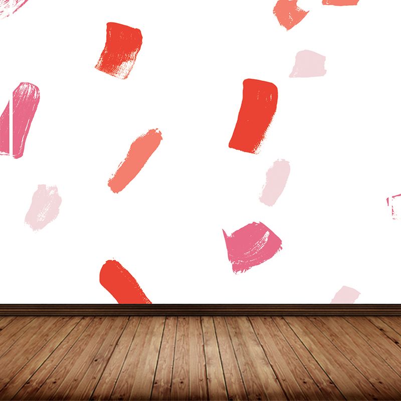 Modern Abstract Wall Mural Non-Woven Stain Resistant Light Pink Wall Art for Living Room