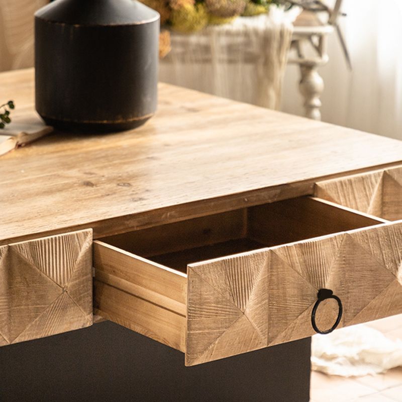 17"H Contemporary Coffee Table Solid Wood Pedestal Coffee Cocktail Table