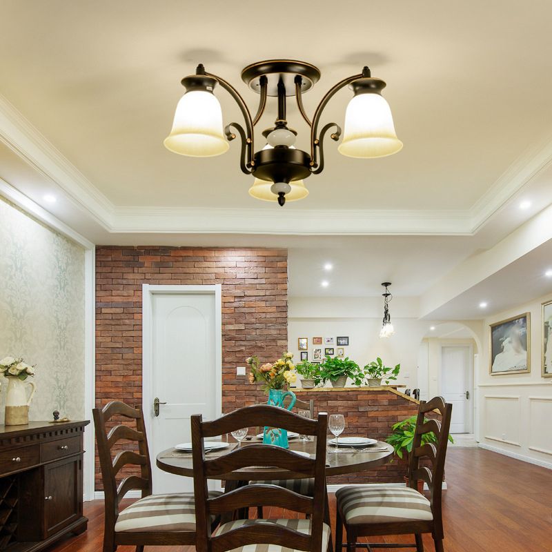 Modern Style Cup Shape Flush Mount Glass Ceiling Light for Living Room
