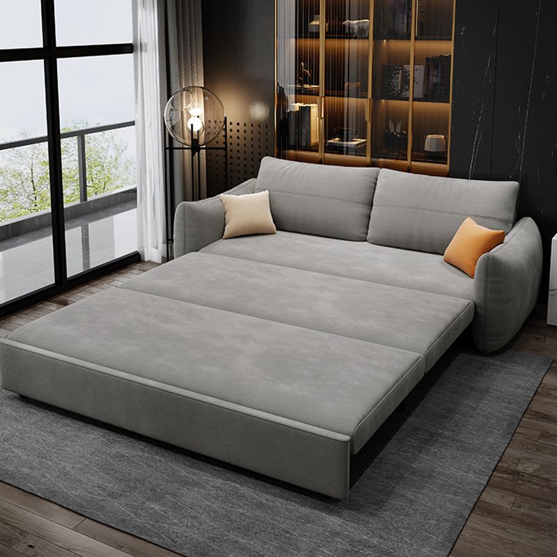 Contemporary Fabric Sofa Bed 34.65"H Square Arm Sofa Bed with Bolster Pillows,Gray