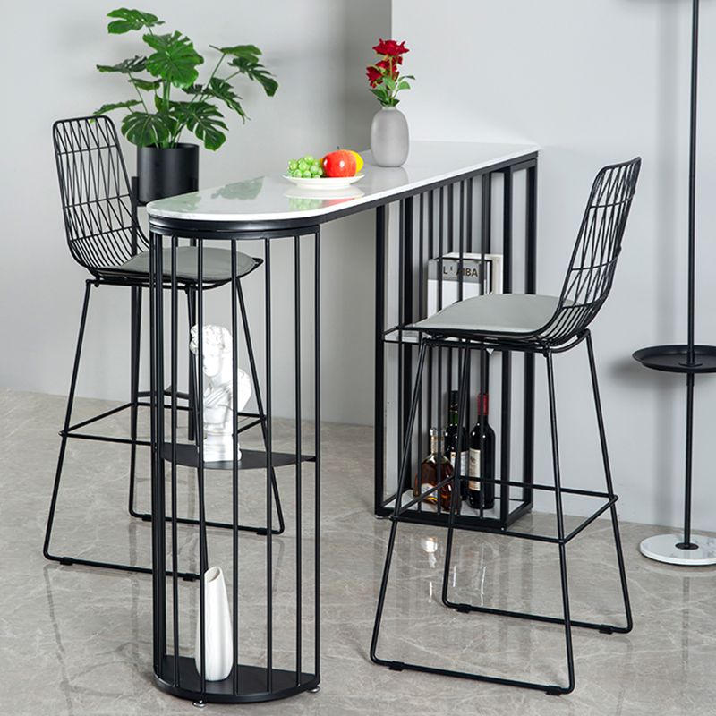 Modern Pub Height Dining Table White and Black Counter Height Table