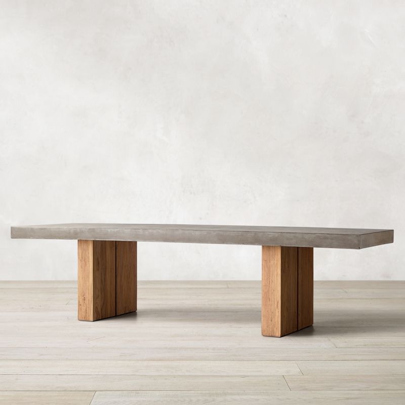 Modern Rectangle Dining table Solid Wood Double Pedestal Table in Grey