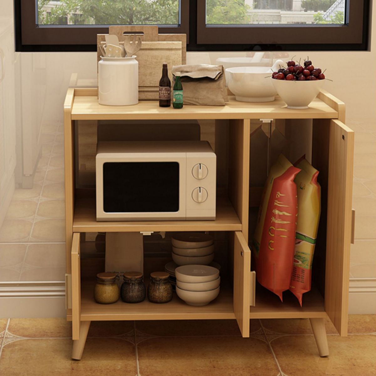 Living Room Simple Buffet Server Artificial Wood Frame Kitchen Server