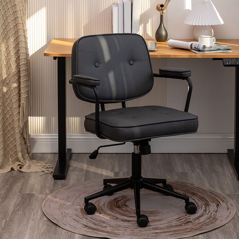 Minimalist Style Swivel Leather Dining Chair Open Back Dining Side Chair