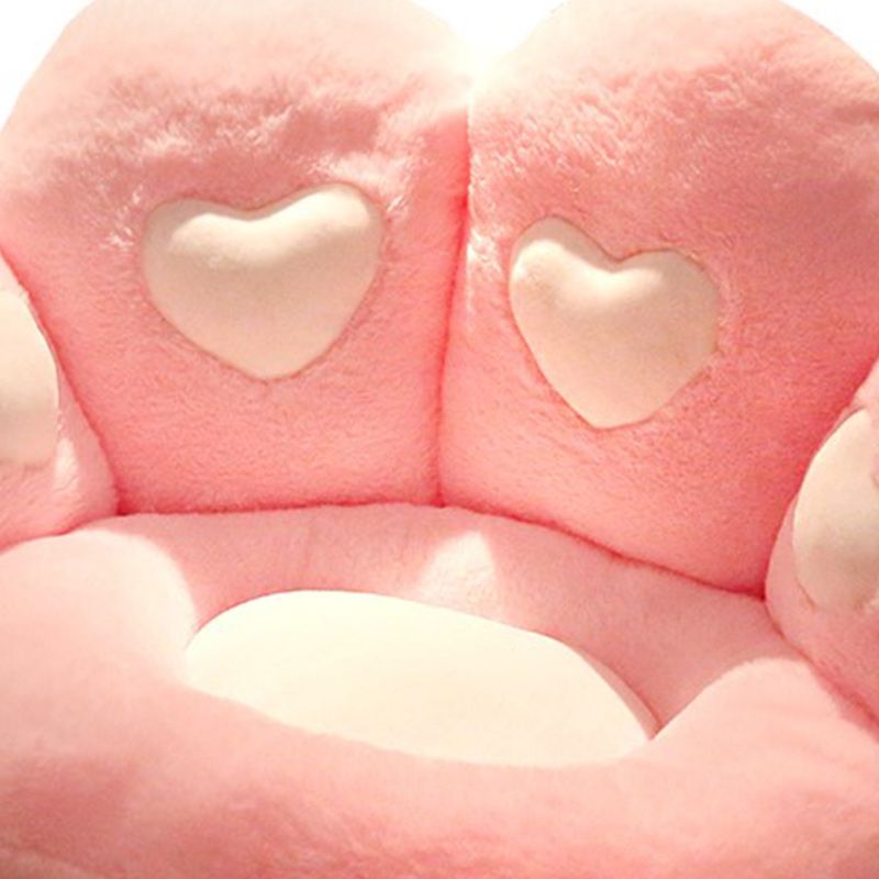 Contemporary Pouf Ottoman Velvet Upholstered Tear Resistant Cat Paw Shape Ottoman