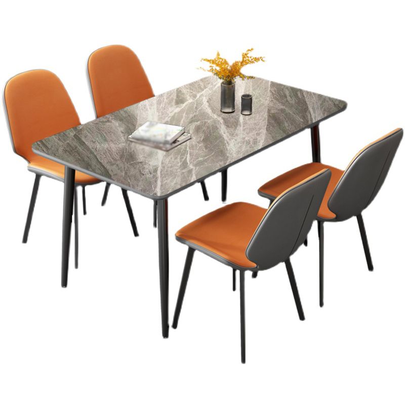 Rectangular Modern Style Sintered Stone Dining Table Dining Furniture with 4 Legs Metallic Base