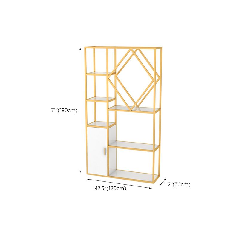 Modern Bookcase Gold Metal Open Back Shelf Bookcase with Shelves for Living Room