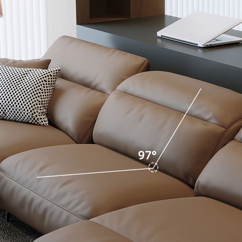 Genuine Leather Pillow Top Arm Power - Push Modern Sofa for Living Room