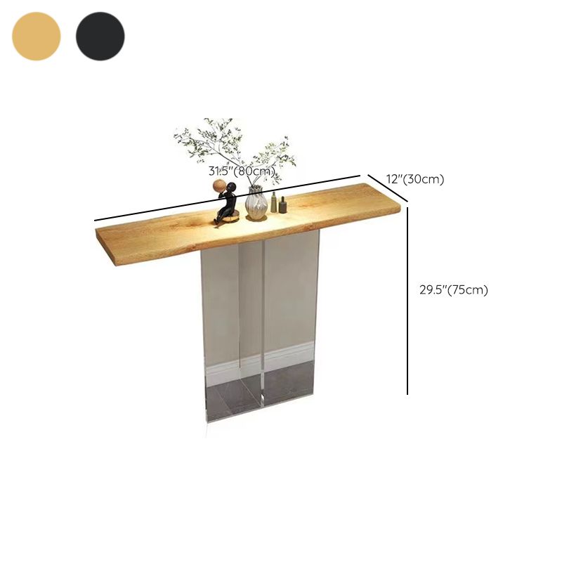 Rectangle Shape Contemporary Console Table Pine Console Sofa Table in Natural/Black