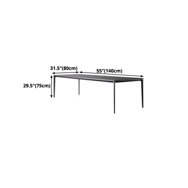 Mesa de comedor negra moderna, mesa de comedor rectangular de piedra sinterizada con 4 patas para cocina