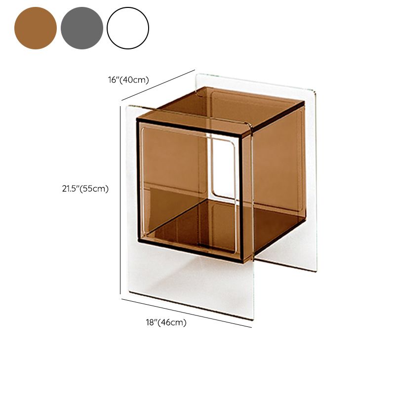 Glam End Slide Table Plastic Sled Rectangular with Shelf Living Room Corner Table