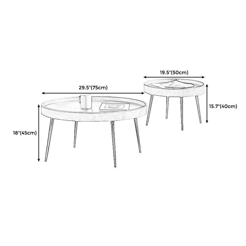 4 Legs Round Coffee Table Modern Wood Coffee Table in Brown/Black