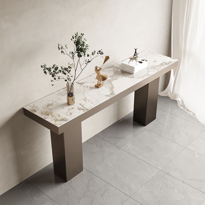 Industrial 1/2/3 Pieces Bar Table Set Rectangle Stone Counter Table with High Stools