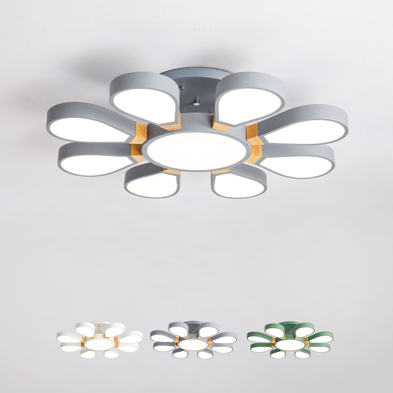 Living Room LED Ceiling Lamp Nordic Style Semi Flush Mount Light with Petal Acrylic Shade