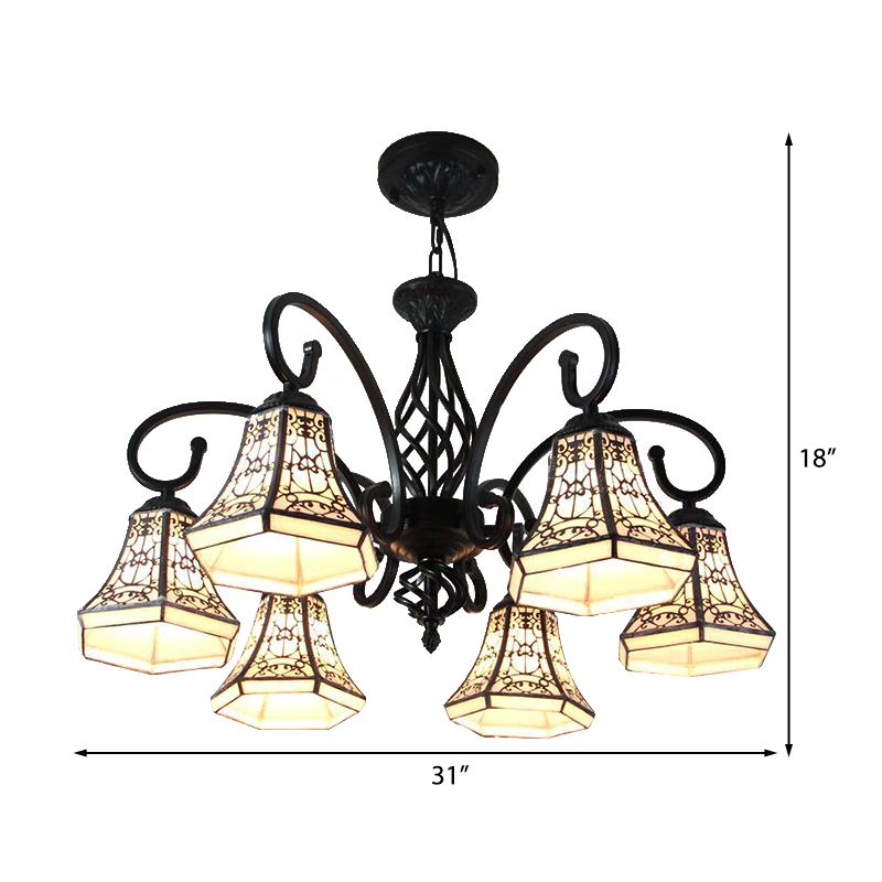 Bell Chandelier Lighting with Fence Design Lodge Style Multi Light Indoor Lighting for Living Room